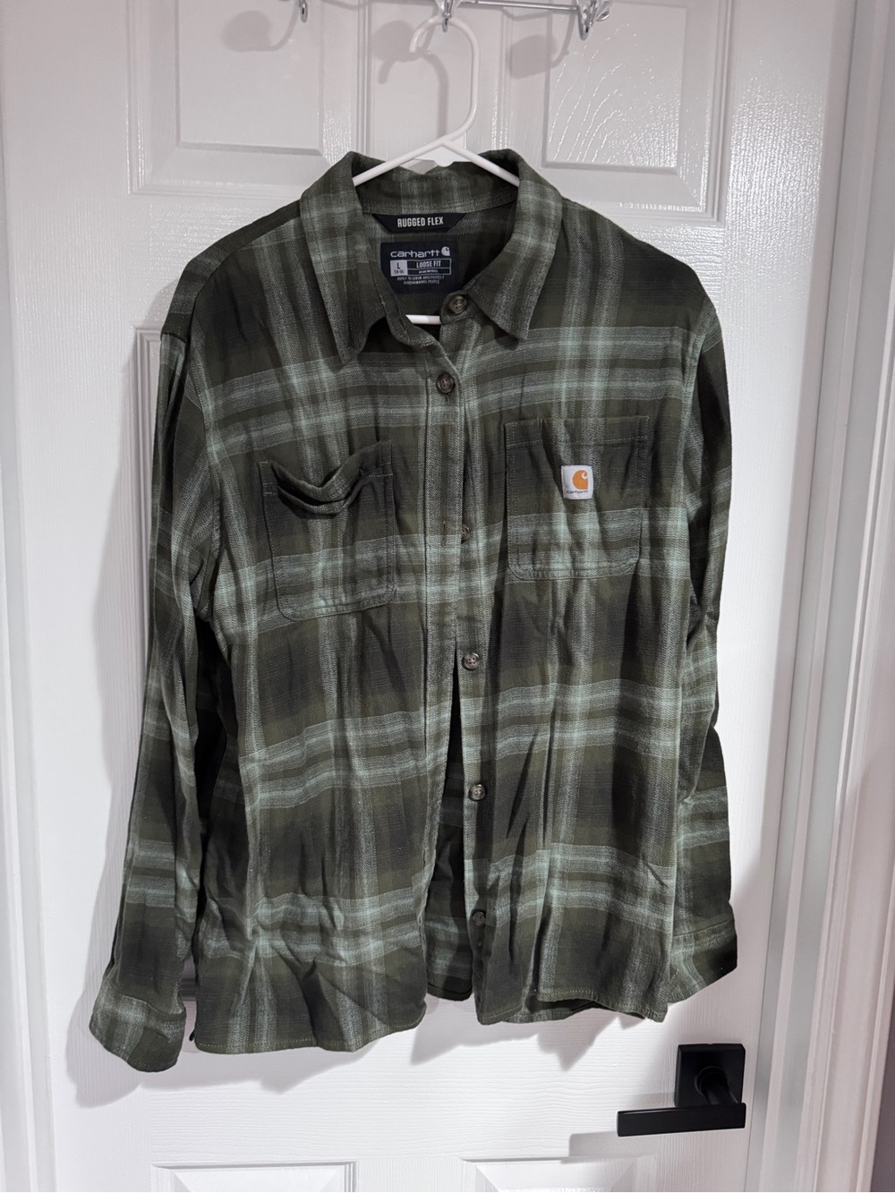 New Carhartt Women’s Olive Green Plaid Shirt